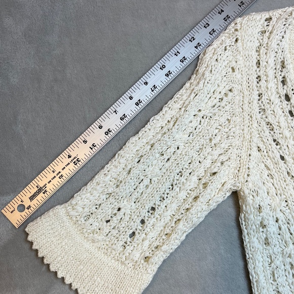 Marisa Christina Open Knit Sweater Cream Sweater Top sz L Indie Boho - Picture 11 of 15